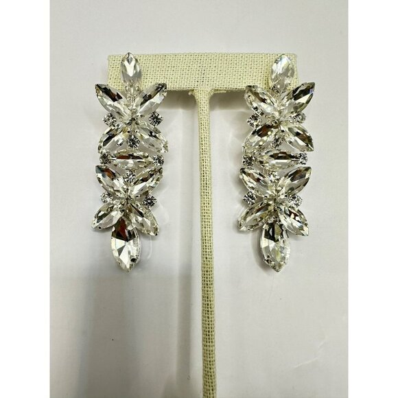 Rhinestone Bridal Crystal Dangled Drop Earrings - Picture 6 of 8